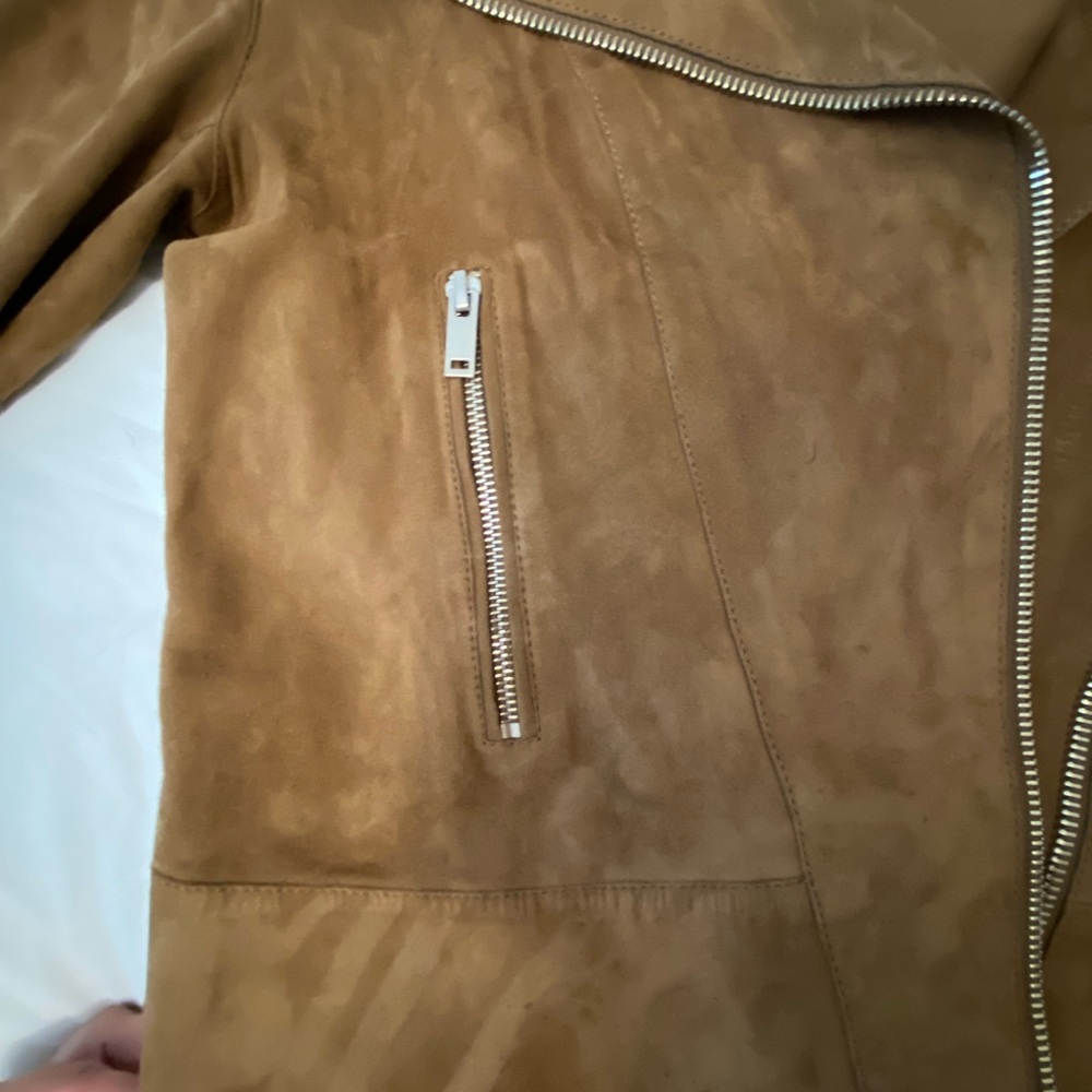 Massimo Dutti Camel Leather Jacket size small with silver hardware - Picture 5 of 14